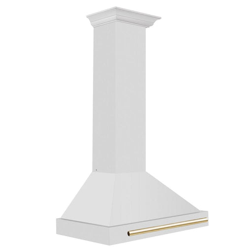 ZLINE Autograph Edition Convertible Stainless Steel Range Hood with Stainless Steel Shell and Polished Gold Accents (KB4STZ-G) Polished Gold, side.