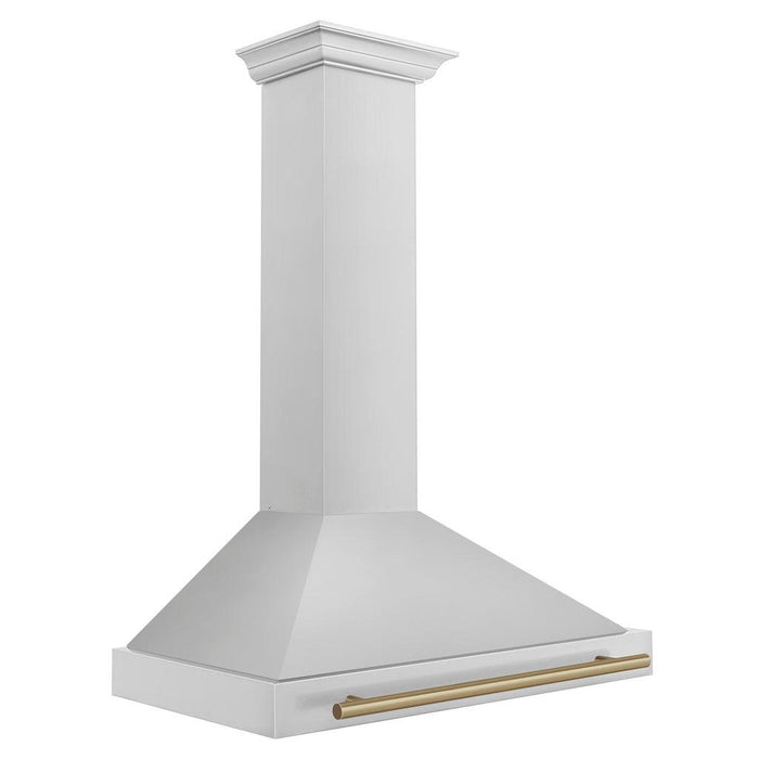 ZLINE Autograph Edition Convertible Stainless Steel Range Hood with Stainless Steel Shell and Champagne Bronze Accents (KB4STZ-CB) Champagne Bronze, side.