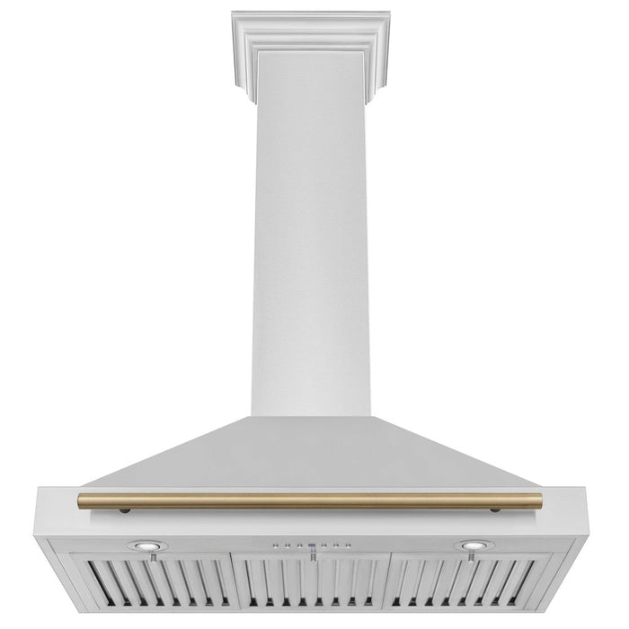 ZLINE Autograph Edition Convertible Stainless Steel Range Hood with Stainless Steel Shell and Champagne Bronze Accents (KB4STZ-CB)