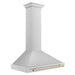 ZLINE Autograph Edition Convertible Stainless Steel Range Hood with Stainless Steel Shell and Polished Gold Accents (KB4STZ-G) Polished Gold, side.