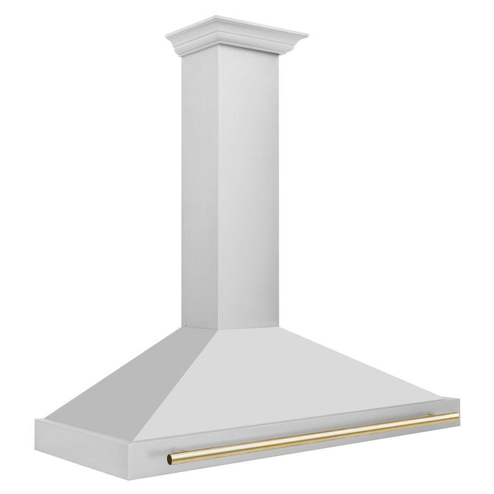 ZLINE Autograph Edition Convertible Stainless Steel Range Hood with Stainless Steel Shell and Polished Gold Accents (KB4STZ-G) Polished Gold, side.