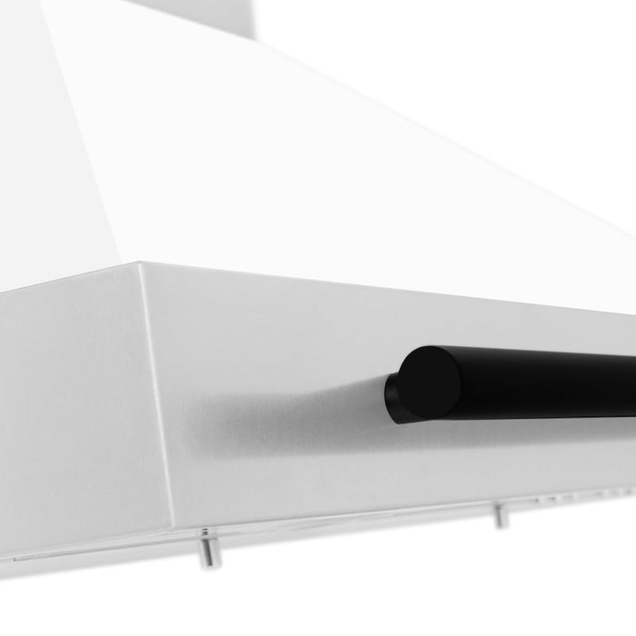 ZLINE Autograph Edition Convertible Stainless Steel Range Hood with White Matte Shell and Matte Black Accents (KB4STZ-WM-MB)