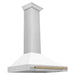 ZLINE Autograph Edition 36 in. Stainless Steel Range Hood with White Matte Shell and Accents (KB4STZ-WM36) Stainless Steel with Champagne Bronze Accents