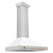 ZLINE Autograph Edition 36 in. Stainless Steel Range Hood with White Matte Shell and Accents (KB4STZ-WM36) Stainless Steel with Polished Gold Accents