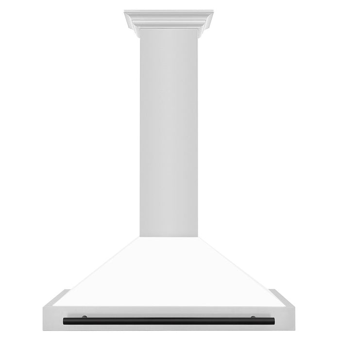 ZLINE Autograph Edition Convertible Stainless Steel Range Hood with White Matte Shell and Matte Black Accents (KB4STZ-WM-MB)