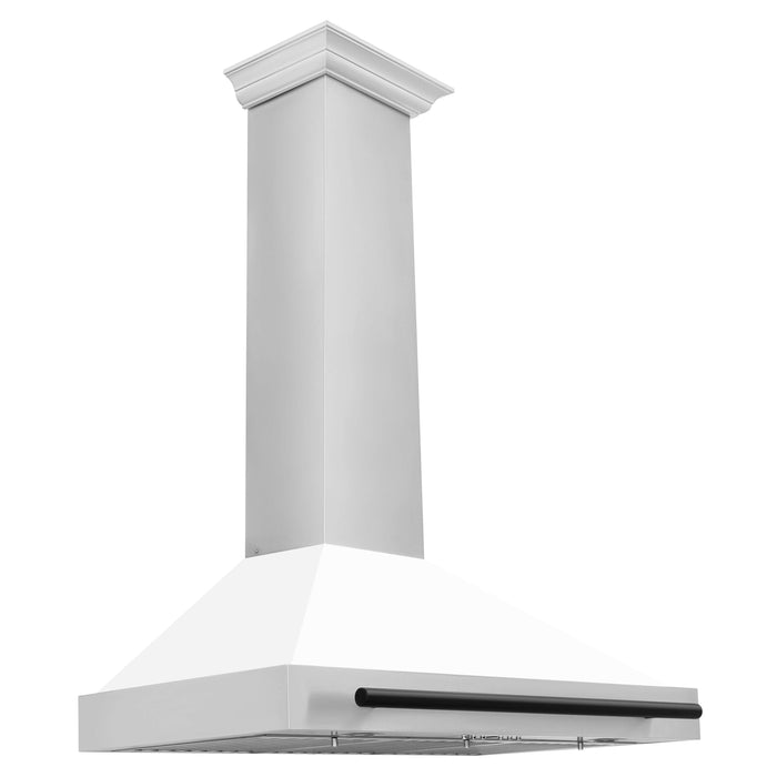 ZLINE Autograph Edition 36 in. Stainless Steel Range Hood with White Matte Shell and Accents (KB4STZ-WM36) Stainless Steel with Matte Black Accents