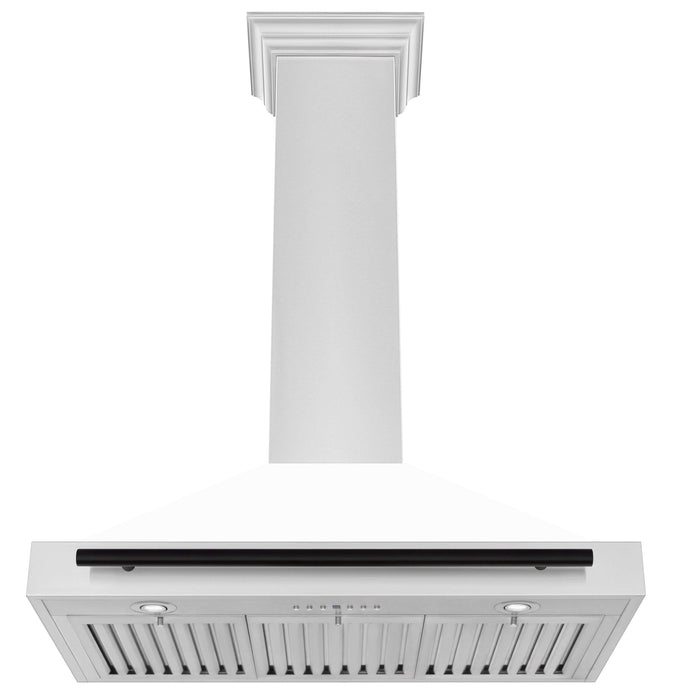 ZLINE Autograph Edition 36 in. Convertible Stainless Steel Range Hood with White Matte Shell and Accents (KB4STZ-WM36)