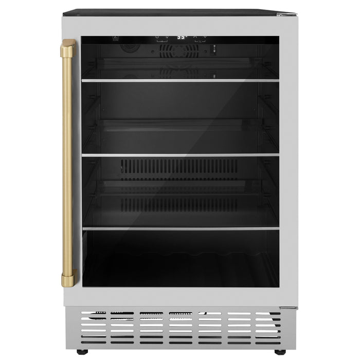 ZLINE Autograph Package - 24" Wine Cooler and 24" Beverage Fridge with Champagne Bronze Accents, 2KP-RBV-RWV-CB