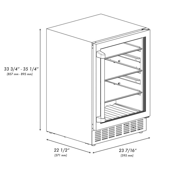 ZLINE Autograph Edition 24 in. Monument 154 Can Beverage Fridge in Stainless Steel with Champagne Bronze Accents (RBVZ-US-24-CB)