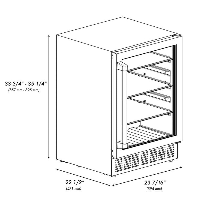 ZLINE Autograph Edition 24 in. Monument 154 Can Beverage Fridge in Stainless Steel with Champagne Bronze Accents (RBVZ-US-24-CB)