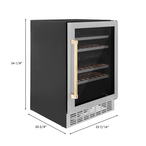 ZLINE Autograph Package - 24" Wine Cooler and 24" Beverage Fridge with Gold Accents, 2KP-RBV-RWV-G