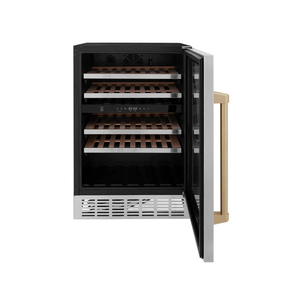 ZLINE Autograph Package - 24" Wine Cooler and 24" Beverage Fridge with Champagne Bronze Accents, 2KP-RBV-RWV-CB