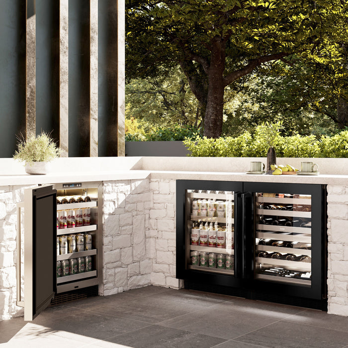 ZLINE 24" Touchstone Dual Zone 44 Bottle Wine Cooler with Black Stainless Steel Glass Door, RWDO-BS-24