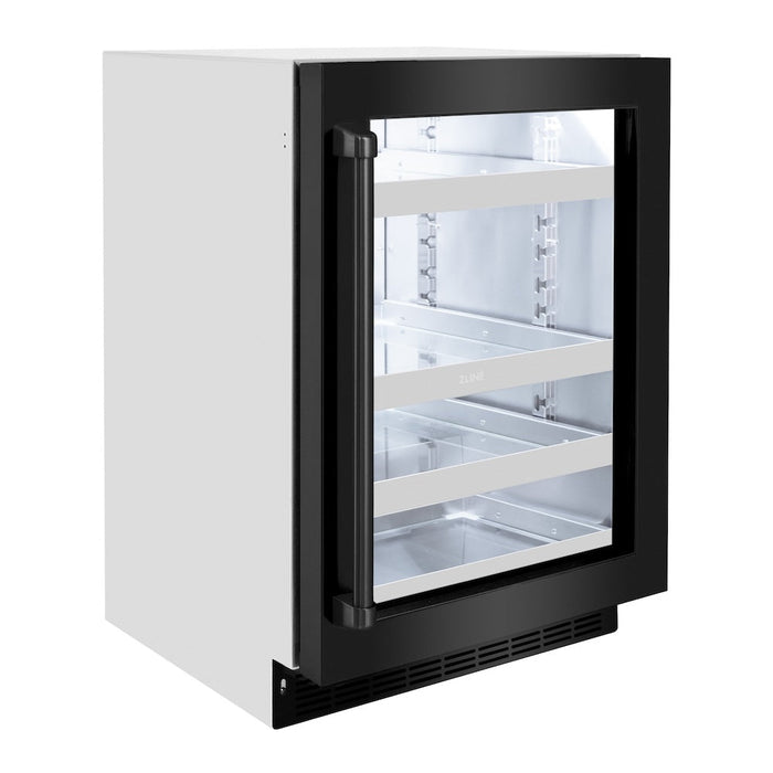 ZLINE 24 in. Touchstone 151 Can Beverage Fridge With Black Stainless Steel Glass Door (RBSO-BS-24)