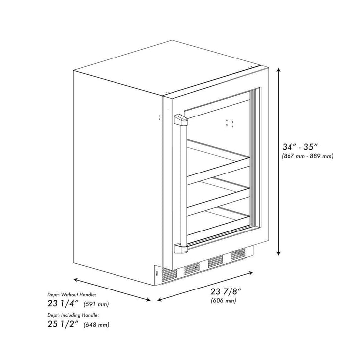 ZLINE 24 in. Touchstone 151 Can Beverage Fridge With DuraSnow® Stainless Steel Glass Door (RBSO-SN-24)