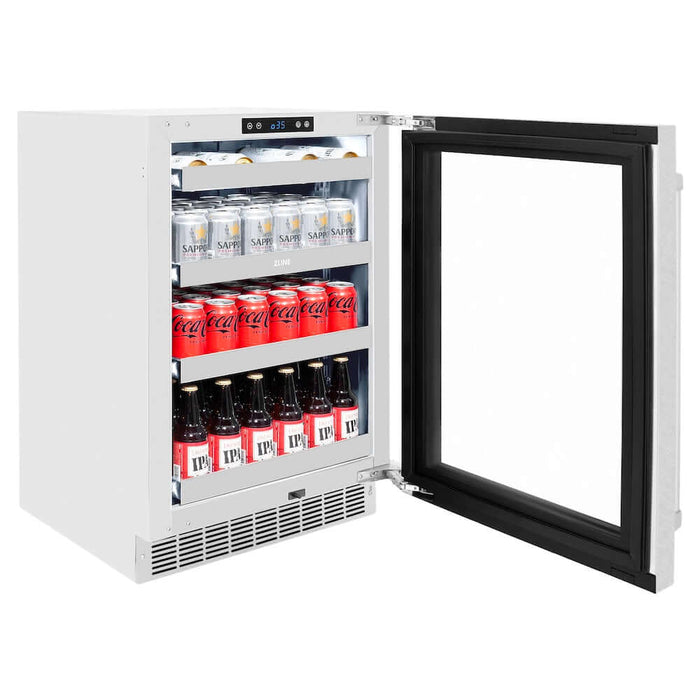 ZLINE 24 in. Touchstone 151 Can Beverage Fridge With DuraSnow® Stainless Steel Glass Door (RBSO-SN-24)