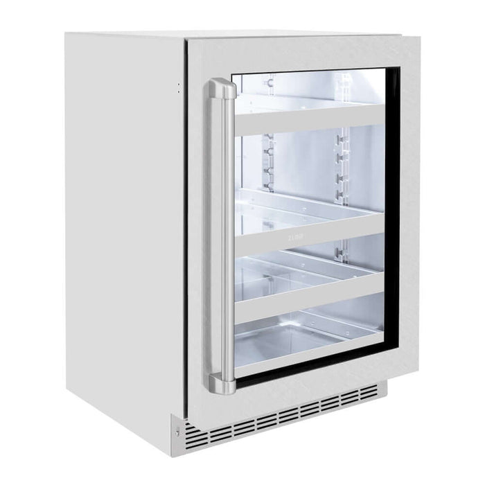 ZLINE 24 in. Touchstone 151 Can Beverage Fridge With DuraSnow® Stainless Steel Glass Door (RBSO-SN-24)