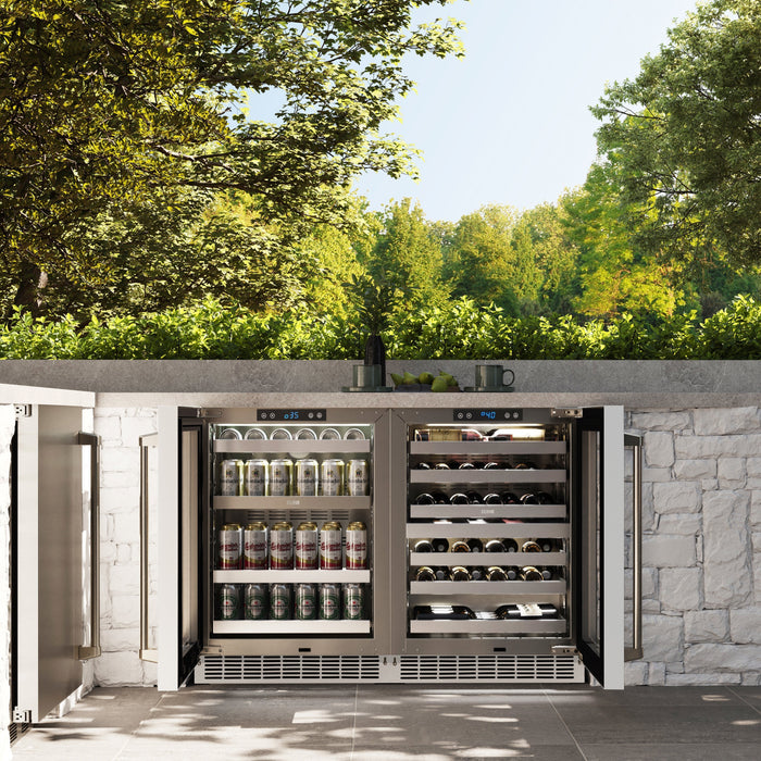 ZLINE 24" Touchstone Dual Zone 44 Bottle Wine Cooler with White Matte Glass Door, RWDO-WM-24