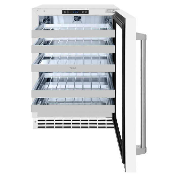 ZLINE 24 in. Touchstone Dual Zone 44 Bottle Wine Cooler With White Matte Glass Door (RWDO-WM-24)