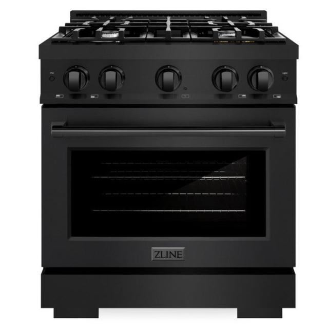 ZLINE 30" 4.2 cu. ft. Select Dual Fuel Range with 4 Burners in Black Stainless Steel, HDRB-30