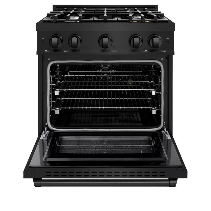 ZLINE 30" 4.2 cu. ft. Select Dual Fuel Range with 4 Burners in Black Stainless Steel, HDRB-30