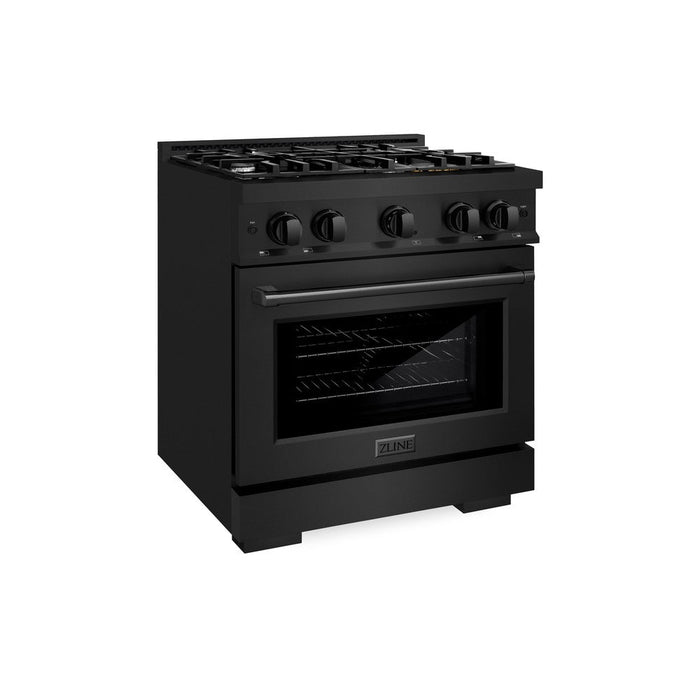 ZLINE 30" 4.2 cu. ft. Select Dual Fuel Range with 4 Burners in Black Stainless Steel, HDRB-30