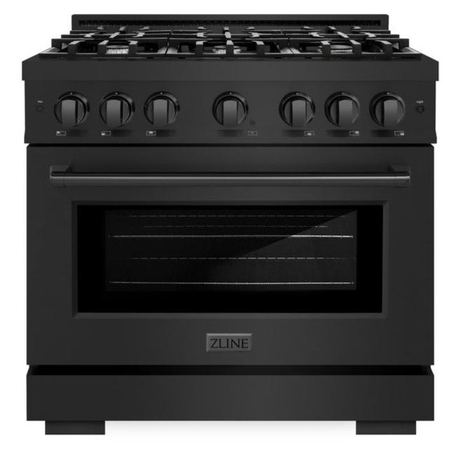 ZLINE 36" 5.2 cu. ft. Select Dual Fuel Range with 6 Burners in Black Stainless Steel, HDRB-36