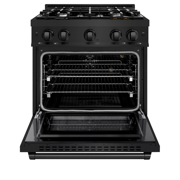 ZLINE 30" 4.2 cu. ft. Select Gas Range with 4 Burners in Black Stainless Steel, HGRB-30