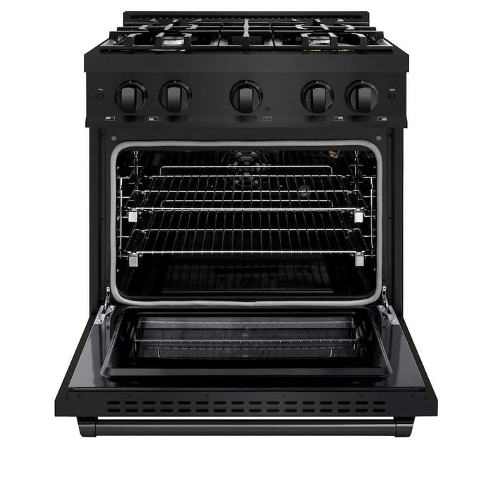 ZLINE 30 in. 4.2 cu. ft. Select Gas Range with 4 Burner Cooktop and Convection Gas Oven in Black Stainless Steel (HGRB-30)