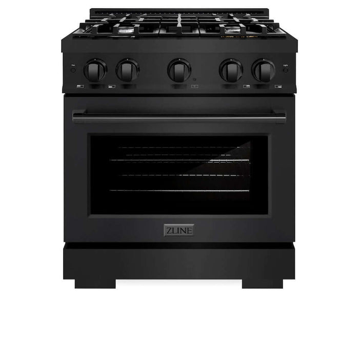 ZLINE 30 in. 4.2 cu. ft. Select Gas Range with 4 Burner Cooktop and Convection Gas Oven in Black Stainless Steel (HGRB-30)