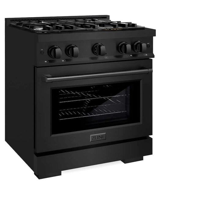 ZLINE 30 in. 4.2 cu. ft. Select Gas Range with 4 Burner Cooktop and Convection Gas Oven in Black Stainless Steel (HGRB-30)