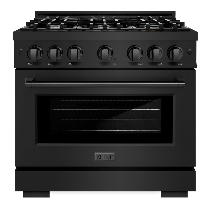 ZLINE 36" 5.2 cu. ft. Select Gas Range with 6 Burners in Black Stainless Steel, HGRB-36