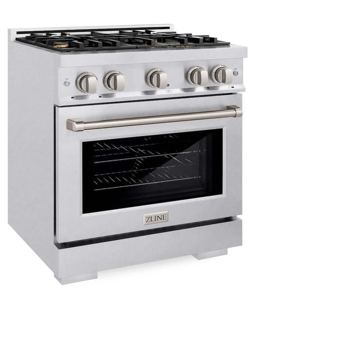 ZLINE 30 in. 4.2 cu. ft. Select Gas Range with Convection Gas Oven in DuraSnow® Stainless Steel with 4 Brass Burners (HGRS-BR-30)