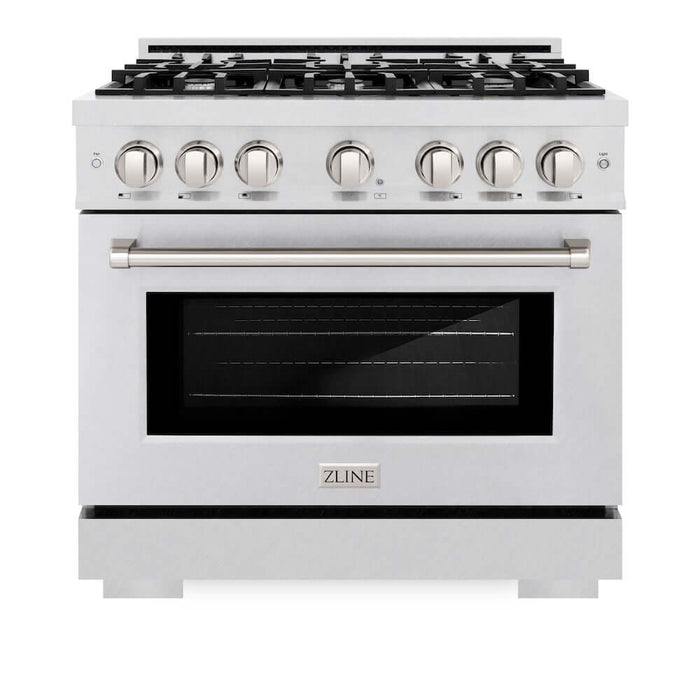 ZLINE 36 in. 5.2 cu. ft. Select Gas Range with 6 Burner Cooktop and Convection Gas Oven in DuraSnow® Stainless Steel (HGRS-36)