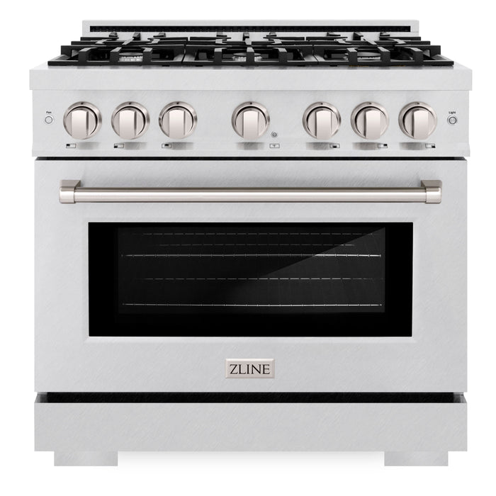 ZLINE 36" 5.2 cu. ft. Select Gas Range with 6 Burners in DuraSnow® Stainless Steel, HGRS-36