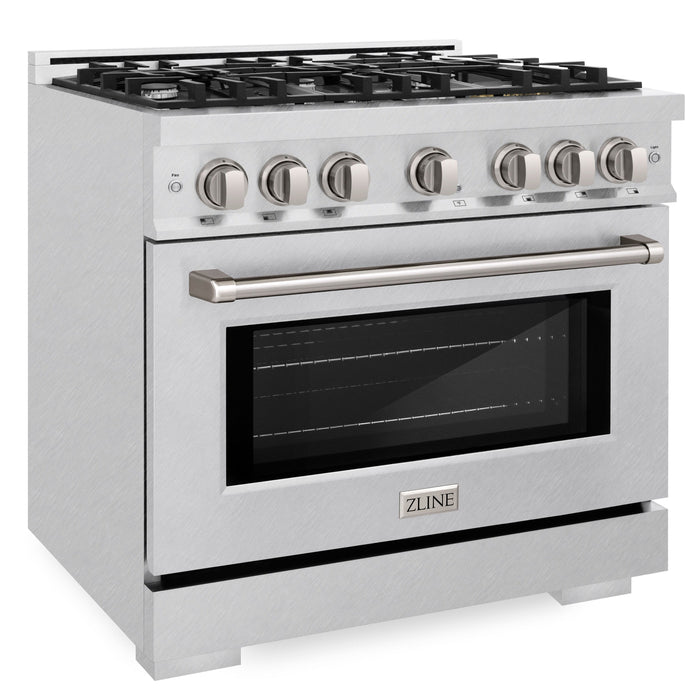 ZLINE 36" 5.2 cu. ft. Select Gas Range with 6 Burners in DuraSnow® Stainless Steel, HGRS-36