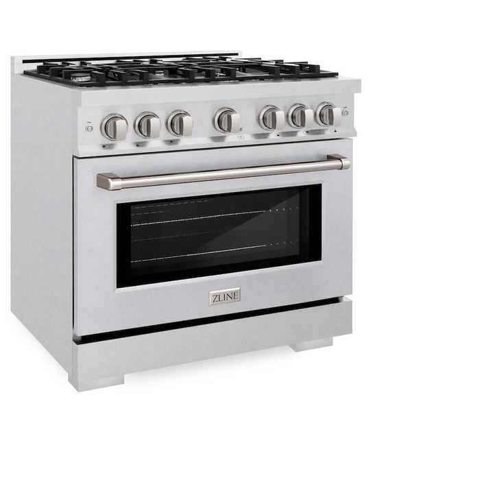 ZLINE 36 in. 5.2 cu. ft. Select Gas Range with 6 Burner Cooktop and Convection Gas Oven in DuraSnow® Stainless Steel (HGRS-36)