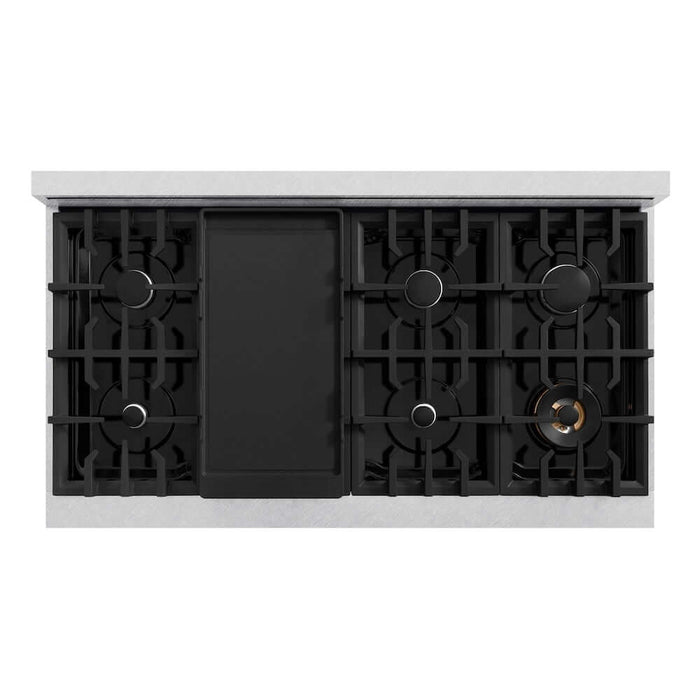 ZLINE 48 in. 6.7 cu. ft. Select Double Oven Gas Range with 8 Burner Cooktop in DuraSnow® Stainless Steel (HGRS-48)