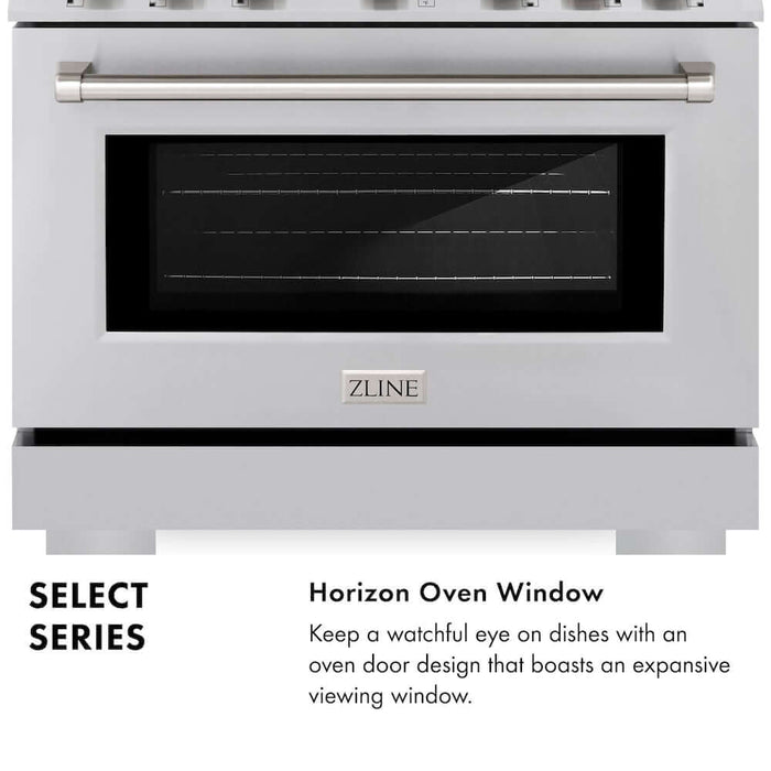 ZLINE 36 in. 5.2 cu. ft. Select Gas Range with 6 Burner Cooktop and Convection Gas Oven in Stainless Steel (HGR36)