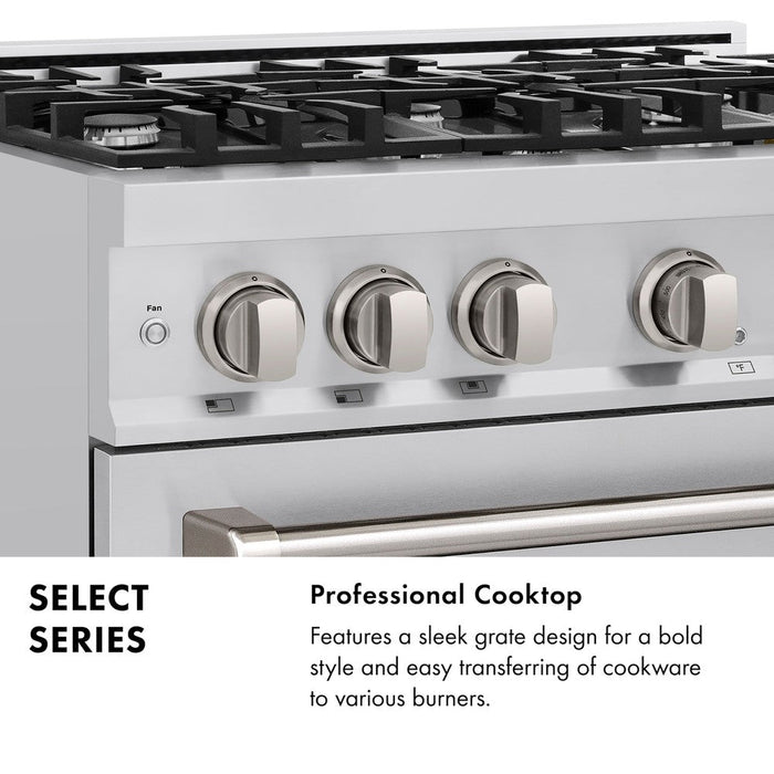 ZLINE 36" 5.2 cu. ft. Select Dual Fuel Range with 6 Burners in Stainless Steel, HDR36