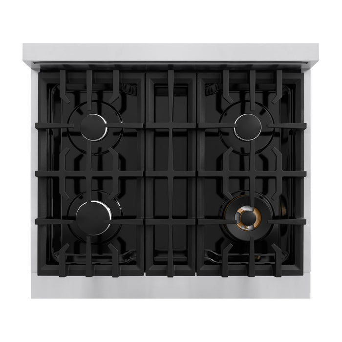 ZLINE 30" 4.2 cu. ft. Select Dual Fuel Range with 4 Burners in Stainless Steel with Black Matte Door, HDR-BLM-30