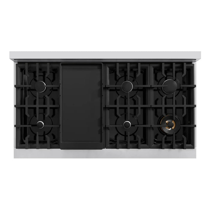 ZLINE 48" 6.7 cu. ft. Select Double Oven Gas Range with 8 Burners in Stainless Steel with Black Matte Doors, HGR-BLM-48