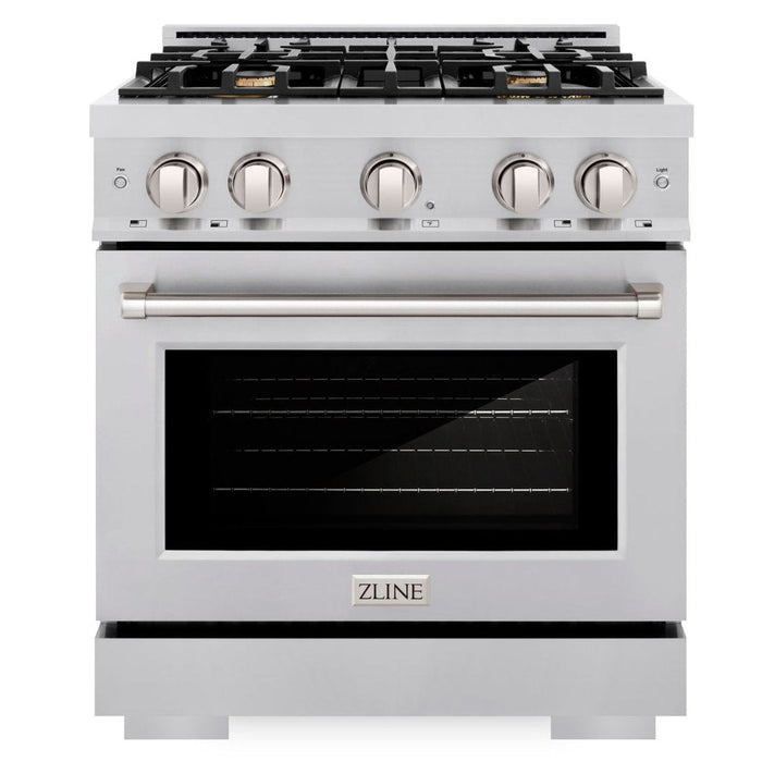 ZLINE 30" 4.2 cu. ft. Select Dual Fuel Range withs in Stainless Steel with 4 Brass Burners, HDR-BR-30