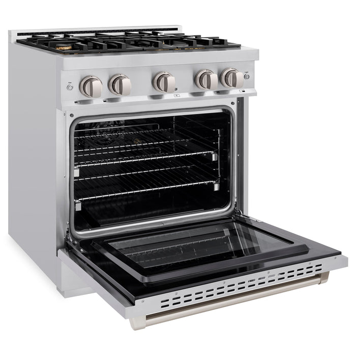 ZLINE 30" 4.2 cu. ft. Select Dual Fuel Range withs in Stainless Steel with 4 Brass Burners, HDR-BR-30