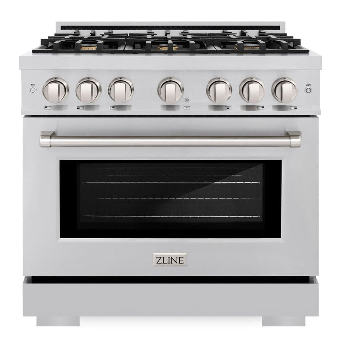 ZLINE 36" 5.2 cu. ft. Select Dual Fuel Range withs in Stainless Steel with 6 Brass Burners, HDR-BR-36