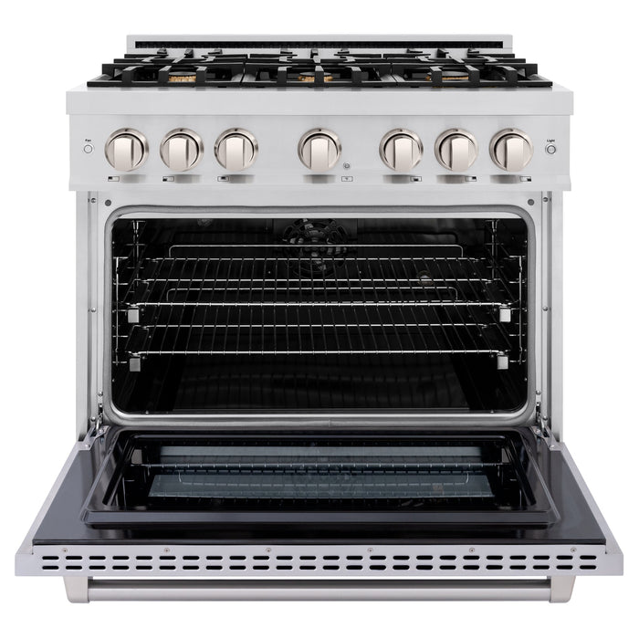 ZLINE 36" 5.2 cu. ft. Select Dual Fuel Range withs in Stainless Steel with 6 Brass Burners, HDR-BR-36