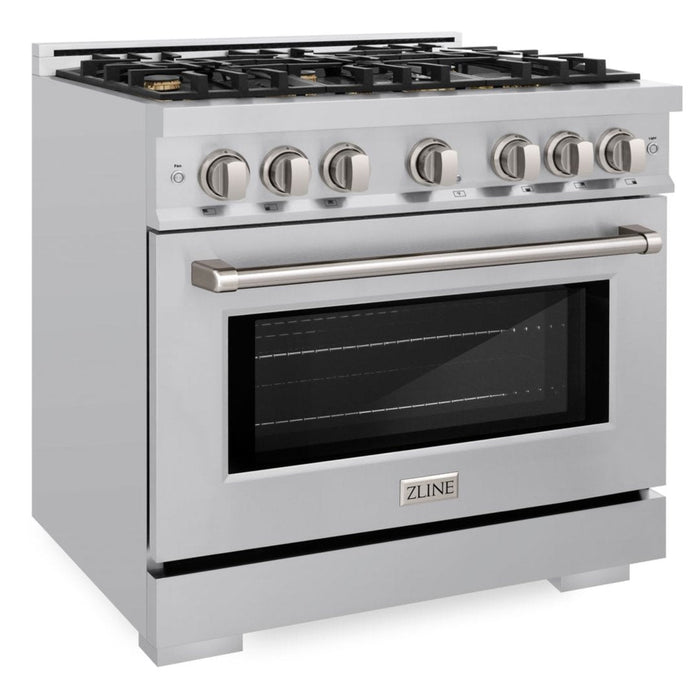 ZLINE 36" 5.2 cu. ft. Select Dual Fuel Range withs in Stainless Steel with 6 Brass Burners, HDR-BR-36