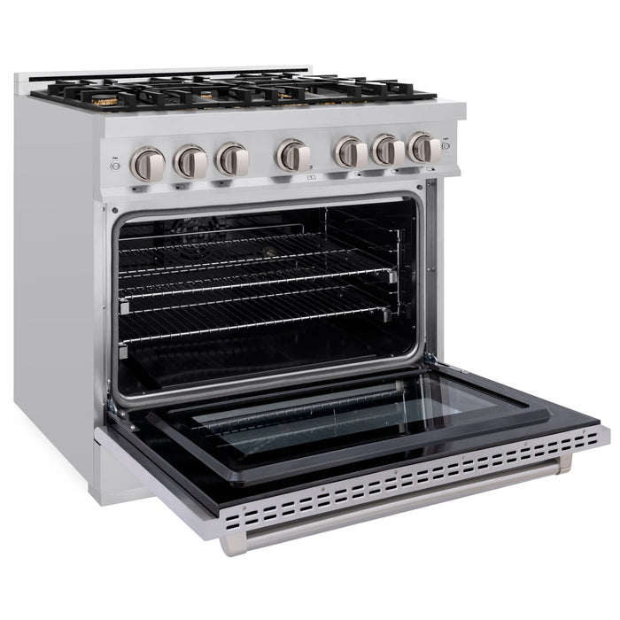 ZLINE 36" 5.2 cu. ft. Select Dual Fuel Range withs in Stainless Steel with 6 Brass Burners, HDR-BR-36