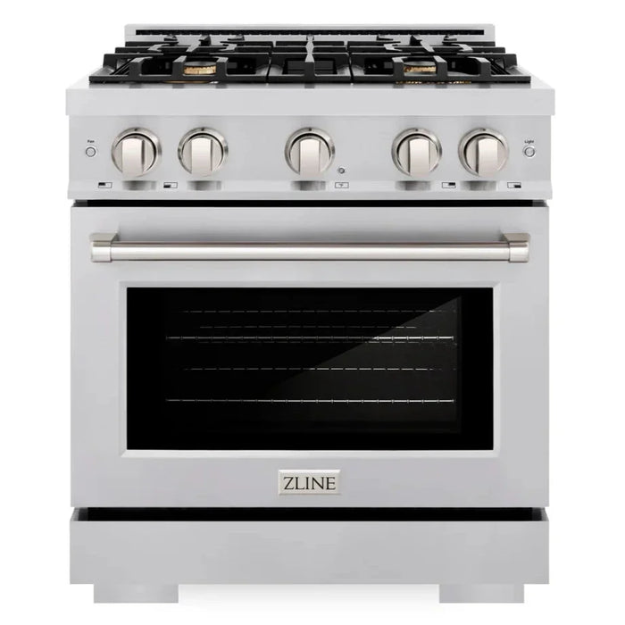 ZLINE 30" 4.2 cu. ft. Select Gas Range with Convection Gas Oven in Stainless Steel with 4 Brass Burners, HGR-BR-30