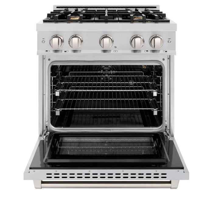 ZLINE 30" 4.2 cu. ft. Select Gas Range with Convection Gas Oven in Stainless Steel with 4 Brass Burners, HGR-BR-30